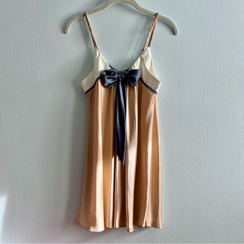 Flora Nikrooz Elegant Warm Pink Chemise with Blue Bow